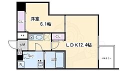 プレサンスNEO京都烏丸 1LDKの間取図画像