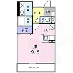 グレース離宮 ワンルームの間取図画像