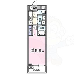 フランあおい 1Kの間取図画像