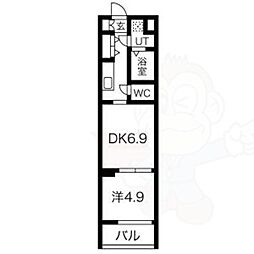 フォーリアライズ京都東寺 1DKの間取図画像