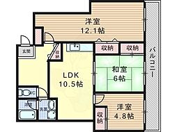 フラットエイト 3LDKの間取図画像