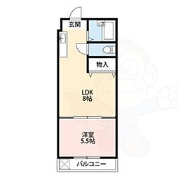 ティファニーハイツ 1LDKの間取図画像