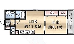 カサドラーダ九条烏丸 1LDKの間取図画像