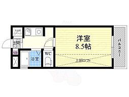 サンフェスタ東福寺B棟 1Kの間取図画像