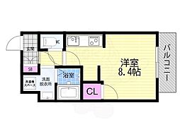 EXCEED御所東 1Kの間取図画像