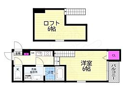 LEGARE伏見 1Kの間取図画像