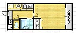 元土御門 1Kの間取図画像