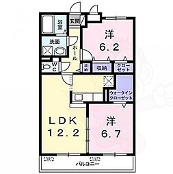カルム・ベル・メゾン 2LDKの間取図画像