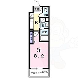 バンブーラン 1Kの間取図画像