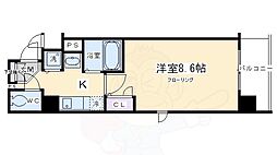プレサンス京都修学院 ワンルームの間取図画像