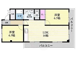 伏水ハイツ 2LDKの間取図画像