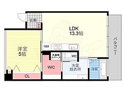 シャリマー西大路 1LDKの間取図画像