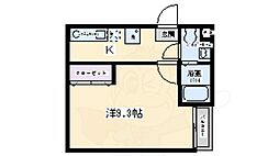 フラッティ一条御前 1Kの間取図画像