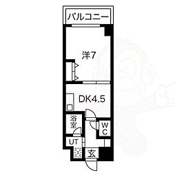 エス・キュート京都下鴨東 1DKの間取図画像