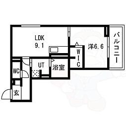 京都市伏見区景勝町アパート 1LDKの間取図画像