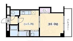 グランレブリー新町 1DKの間取図画像