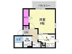 ル・ヴェール 1Kの間取図画像