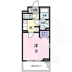 プリル吉祥院 1Kの間取図画像