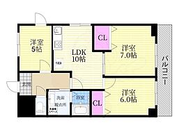 パインフィールド二条城 3LDKの間取図画像