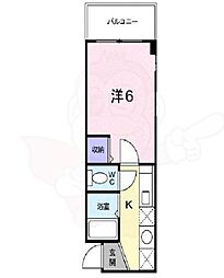 シティコート丸太町 1Kの間取図画像