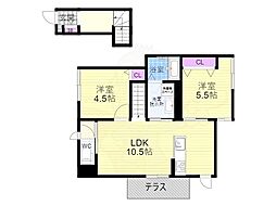 エルミタージュ下鴨東 2LDKの間取図画像