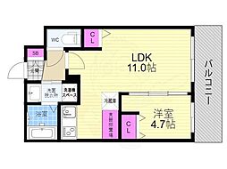 グランカーサ京都駅前 1LDKの間取図画像