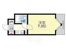 デトム・ワン桃山御陵 1Kの間取図画像