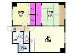 グランドール桂川畔 2LDKの間取図画像