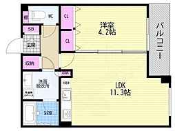 The Residence 御車道 1LDKの間取図画像