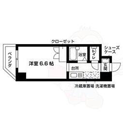 グランディール北白川 1Kの間取図画像
