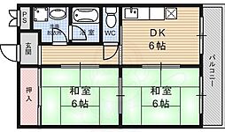 シャロム吉祥院 2DKの間取図画像
