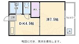 コーポ川久 1DKの間取図画像