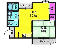 プリシェール河合 1LDKの間取図画像