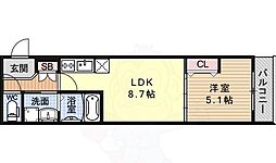 ベラジオ烏丸三条2 1LDKの間取図画像
