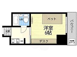 コスモリード京都今出川 1Kの間取図画像