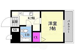 御室ガーデンハイツ 1Kの間取図画像