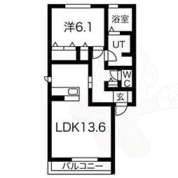 プレシャスファミリー北山 1LDKの間取図画像