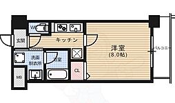 レガシー銀河 1Kの間取図画像
