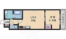 サクシード丹波橋 1LDKの間取図画像