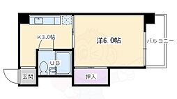万里小路アベニュー 1DKの間取図画像