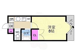 リバーサイド高野 1Kの間取図画像