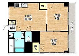 新森レジデンス 2LDKの間取図画像