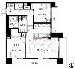ファミール浅草シティウエスト 2LDKの間取図画像