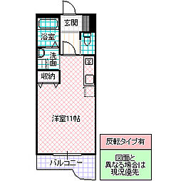 ハイパー桜 5階1Kの間取り