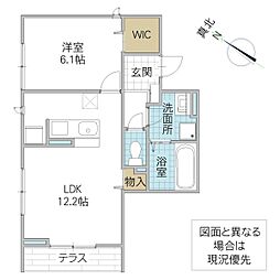 リアン 103号室 1階1LDKの間取り