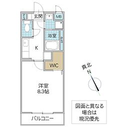 Dream One春日 3階1Kの間取り