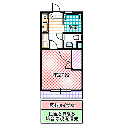 ルージュ2B 1Kの間取図画像