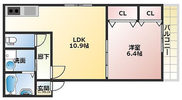 YHS末広町 ｜大阪府八尾市末広町2丁目(賃貸アパート1LDK・1階・37.76㎡)の写真 その2