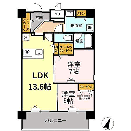 グランデール博多 903｜福岡県福岡市博多区美野島３丁目(賃貸マンション2LDK・9階・61.19㎡)の写真 その2