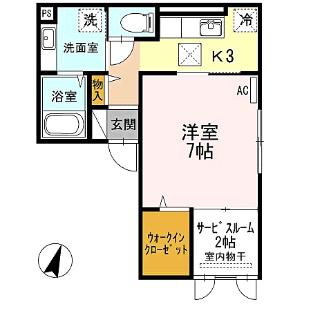 ササメゾン筑紫 102｜福岡県福岡市博多区諸岡６丁目(賃貸アパート1SK・1階・33.81㎡)の写真 その2